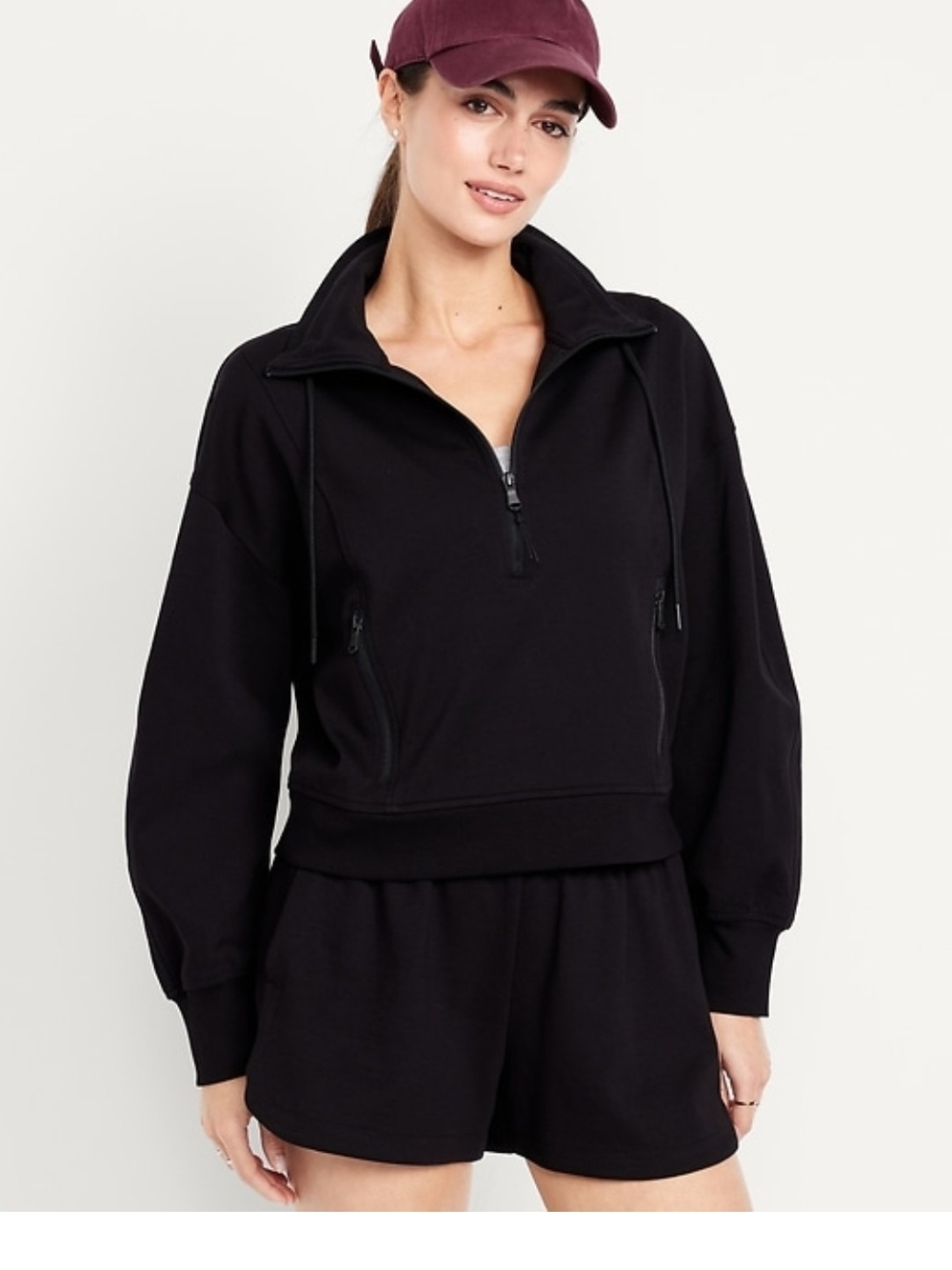 OLD NAVY  Half-Zip Pullover Drawstring Hoodie- Black